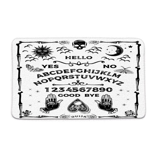 JEJOMEAG Witchy Bath Mat Ouija Board Magic Skull Witchcraft Alchemy Vintage Gothic Skeleton Horror Sun Moth Boho Scary Horror Spooky Halloween Memory Foam Bathroom Rug Kitchen Rug, 18x30 Inch