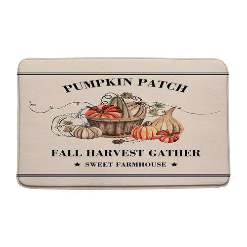 AYDSMYD Pumpkin Bath Mat Fall Thanksgiving Harvest Gather Rustic Sweet Farmhouse Bathroom Shower Mat Kitchen Rug Microfiber Memory Foam 18x30 Inches