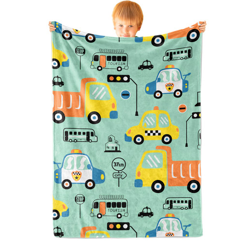 Mocaletto Aircrafts Trucks Cars Kids Throw Blanket for Baby Toddler Boys,Cars Blanket for Boys Girls Cartoon Trucks Throw Blankets,Fleece Plush Trucks Birthday Gifts Blanket for Couch Sofa Bed Nap