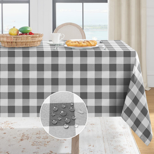 Softalker Gingham Checkered Rectangle Tablecloth - Waterproof Buffalo Plaid Table Cloth Stain Resistant Washable Polyester Table Cover for Holiday/Dining/Party - Grey and White, 60 x 84 Inch Softalker Gingham Checkered Rectangle Tablecloth - Waterproof Buffalo Plaid Table Cloth Stain Resistant Washable Polyester Table Cover for Holiday/Dining/Party - Grey and White, 60 x 84 Inch