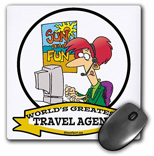 3D Rose "Funny Worlds Greatest Travel Agent Occupation Job Cartoon" Matte Finish Mouse Pad - 8 x 8" - mp_103620_1