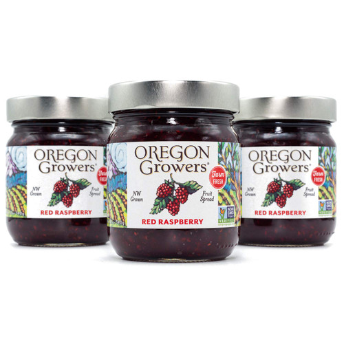 Oregon Growers, Raspberry Jam - Raspberry Preserves and Jams, Fresh In Season Fruit, Natural Fruit Spreads, Non-GMO, No High-Fructose, No Preservatives, Red Raspberry Spreads - 12 Oz (3-Pack)