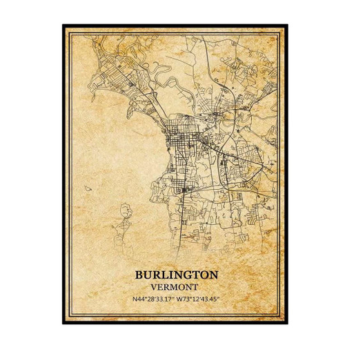TANOKCRS Burlington Vermont USA America Vintage Map Poster Artwork Wall Art City Road Map Print Travel Souvenir Gift Home Decor Unframed TANOKCRS Burlington Vermont USA America Vintage Map Poster Artwork Wall Art City Road Map Print Travel Souvenir Gift Home Decor Unframed