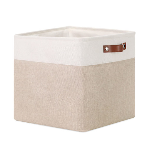DULLEMELO Cube Storage Bin 13x13,Collapsible Fabric Storage Cube for Organizing,Cubby Storage Basket for Shelves,Closet,Laundry,Nursery,Toys,Clothes (White&Khaki) DULLEMELO Cube Storage Bin 13x13,Collapsible Fabric Storage Cube for Organizing,Cubby Storage Basket for Shelves,Closet,Laundry,Nursery,Toys,Clothes (White&Khaki)