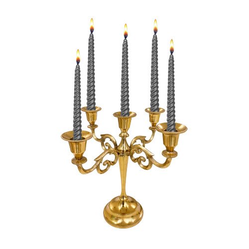 Rely+ 5 Arm Candelabra - 10-Inch Tall Gold Taper Candle Holders | Stylish Candle Stands and Candlesticks for Home Decor, Weddings, Parties | Elegant Dinning Table Centerpiece