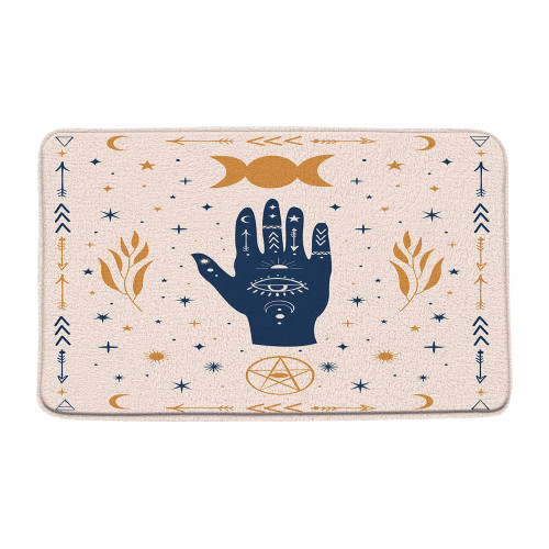 CCXTCZ Boho Palmistry Hand Bath Mat Mysterious Abstract Moon Phase Stars Leaf Moon Hand Drawn Microfiber Memory Foam Bathroom Decor Home Entry Kitchen Bedroom Floor Rug