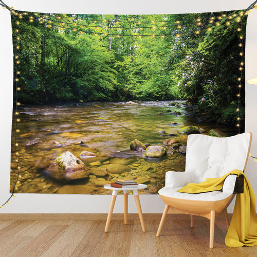 Ambesonne Appalachian Tapestry, Oconaluftee River at Great Smoky Mountains National Park, Wall Hanging for Bedroom Living Room Dorm, 80" X 60", Lime Green Charcoal Grey and Fawn Ambesonne Appalachian Tapestry, Oconaluftee River at Great Smoky Mountains National Park, Wall Hanging for Bedroom Living Room Dorm, 80" X 60", Lime Green Charcoal Grey and Fawn