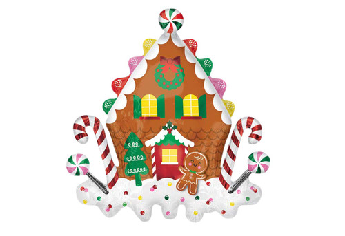 Festive Gingerbread House Jumbo 31" Foil Party Balloon Festive Gingerbread House Jumbo 31" Foil Party Balloon