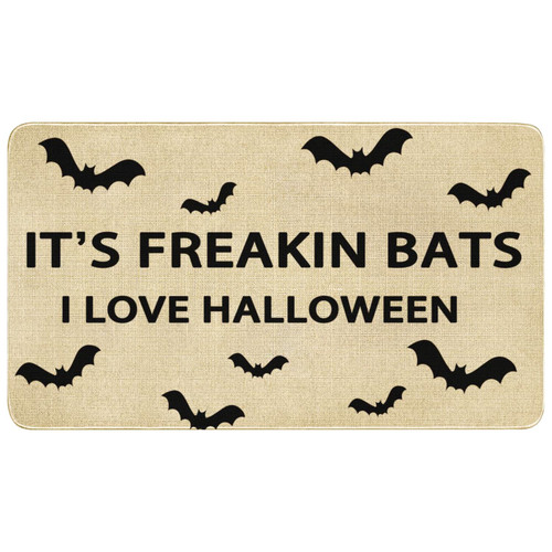 Xsinufn Halloween Door Mat,Halloween Bats Outdoor Mats for Front Door,Halloween Indoor Entrance Non-Slip Doormat,Halloween Entryway Welcome Rubber Mats for Front Porch Decor 30" x 17"