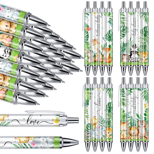 Chuangdi 24 Pcs Baby Shower Ballpoint Pens Favors Bulk Retractable Ballpoint Pen Black Ink Pens with Stylus Tip Baby Shower Gifts for Guests Prizes Office School Writing Teacher Supply (Animal)