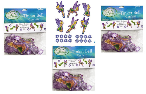 Tinker Bell Fairy Birthday Party Supplies Bundle Pack includes Confetti Pack - 3 Packs