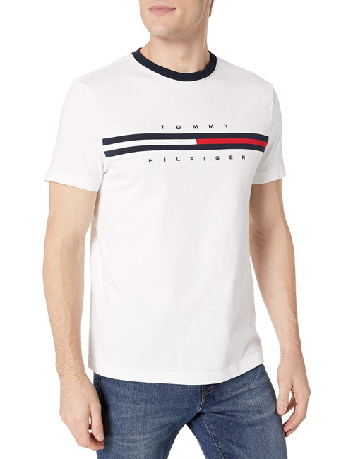 Tommy Hilfiger mens Short Sleeve Logo T-shirt T Shirt, Bright White, 3X-Large Tall US