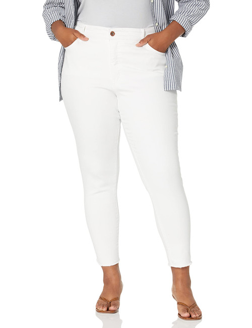 Jessica Simpson Women's Misses Adored Curvy High Rise Ankle Skinny Jean, White, 25