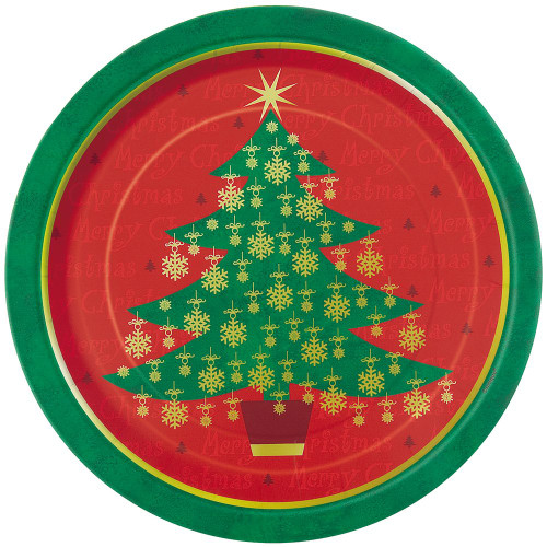 Golden Christmas Tree Dessert Plates, 8ct