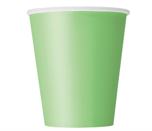 Unique Solid Paper Cups, 9oz, Lime Green