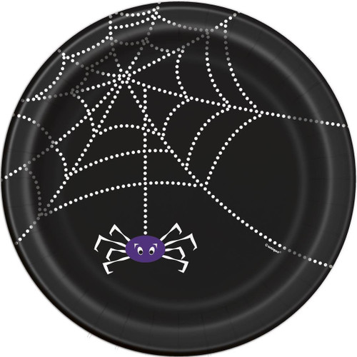 Unique Round Dinner Paper Plates-9" | Spider Web | 8 Pcs, 9", Multi
