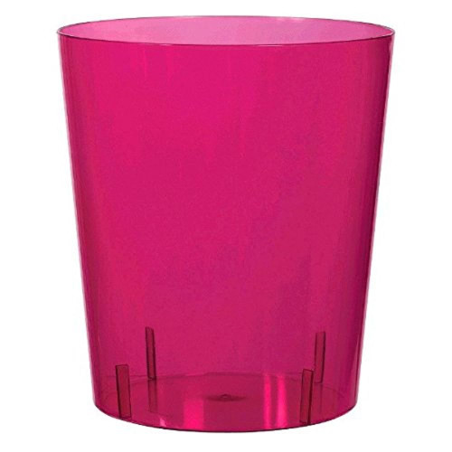 Medium Plastic Cylinder Container Color Theme Party Reusable Table Snack and Dessert Serveware and Dishware, Bright Pink, 55 oz..