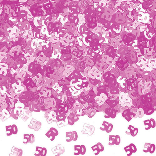 amscan 9900474 Metallic Pink Number 50 Confetti-14g-1 Pack