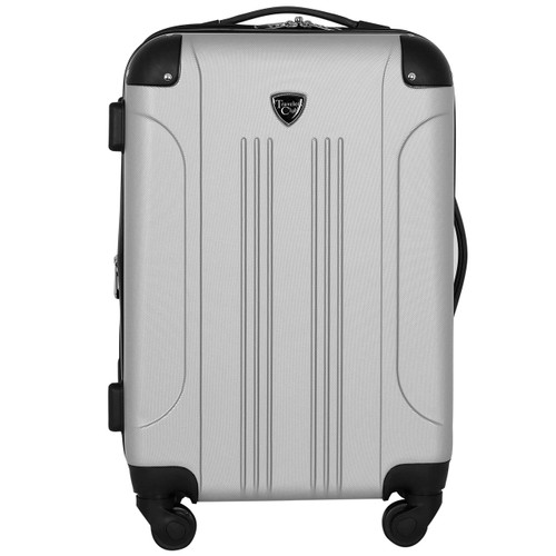 Travelers Club Chicago Hardside Expandable Spinner Luggages, Silver, 20" Carry-On