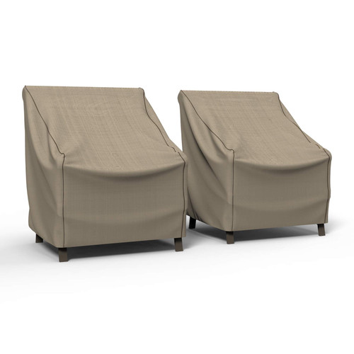 Budge P1W01PM1-2PK English Garden Patio Chair Cover, Heavy Duty and Waterproof, Tan Tweed, Medium (Pack of 2)