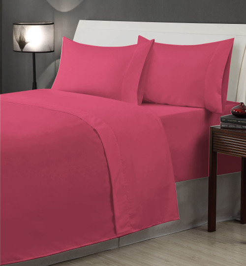 Harper Lane Bright Solid Raspberry 3-Piece Sheet Set Twin 66x96