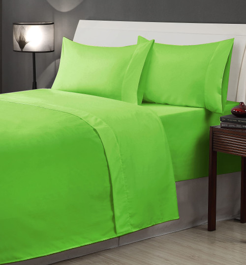Harper Lane Bright Solid Lime 3-Piece Sheet Set Twin 66x96