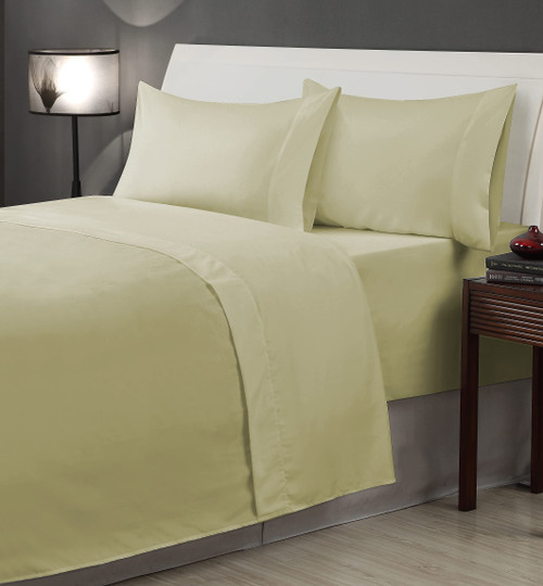 Harper Lane Bright Solid Tan 4-Piece Sheet Set Queen 90x102