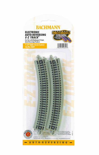 Bachmann Industries E-Z Track Nickel Silver Auto-Reversing 11.25" Radius Curved Track (6/card) N Scale