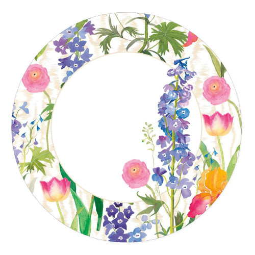 Caspari Summer Garden Paper Dinner Plates in White, 8 Per Package