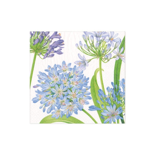 Caspari Agapanthus Flower Garden Party Paper Cocktail Napkins, 20 Per Package