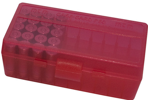 MTM 50 Round Flip-Top Ammo Box 38/357 Cal (Clear Red)