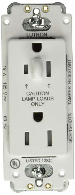 Lutron SCR-15-HDTR-SW Satin Colors 15-Amp Half Dimmable Tamper Resistant Receptacle, Snow