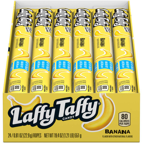 Laffy Taffy Rope Candy, Banana, 0.81 Ounce Ropes (Pack of 24)