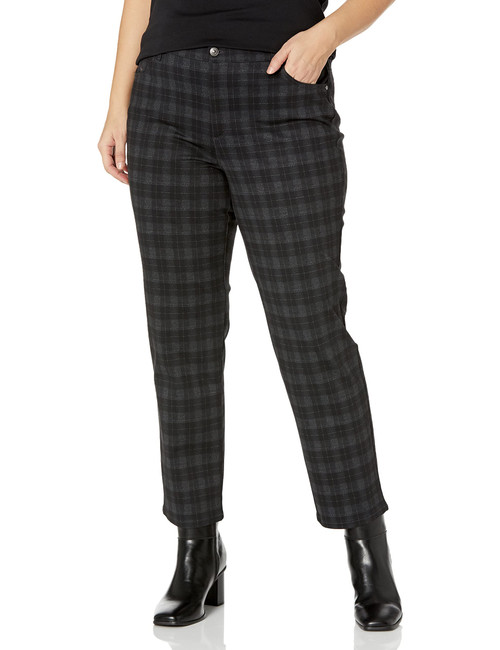 Gloria Vanderbilt Women's Plus Size Amanda Ponte High Rise Knit Pant, ALBI Tartan Plaid