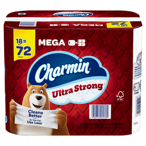 Charmin Ultra Strong Toilet Paper 18 Mega Rolls, 242 Sheets Per Roll White