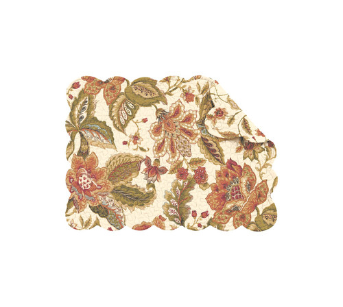 C&F Home Amelia Floral Botanical Garden Fun Spring Summer Paisley Reversible Cotton Quilted Placemat Set of 4 Rectangular Placemat Set of 4 Red