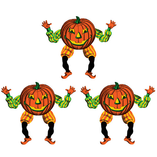 Beistle 3 Piece Vintage Halloween Decorations Jointed Goblin Cut Outs, 30", Green/Orange/Yellow/Black