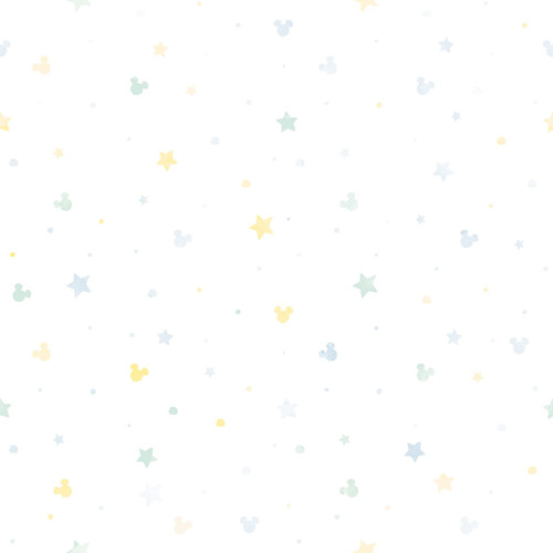 RoomMates RMK12620RL Blue Mickey Mouse Confetti Peel and Stick Wallpaper, White