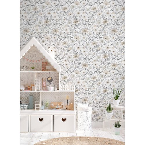 RoomMates RMK12635PL Flower Market Peel and Stick Wallpaper, Neutral