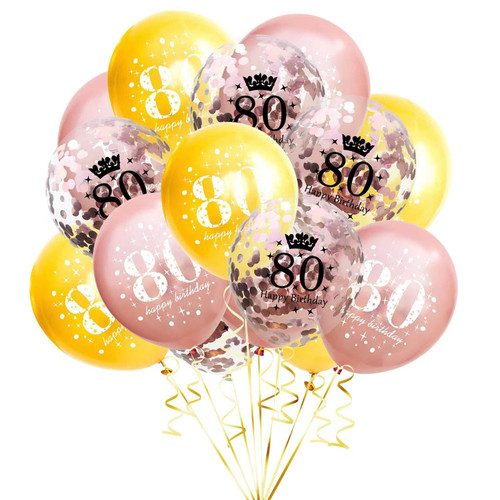 80th Birthday Balloons Rose Gold Party Decorations Latex Rose Gold Confetti Balloon for Men Women Happy 80th Birthday Party Decorations Supplies 15 Pack 12 Inch(80 years old-rose gold)
