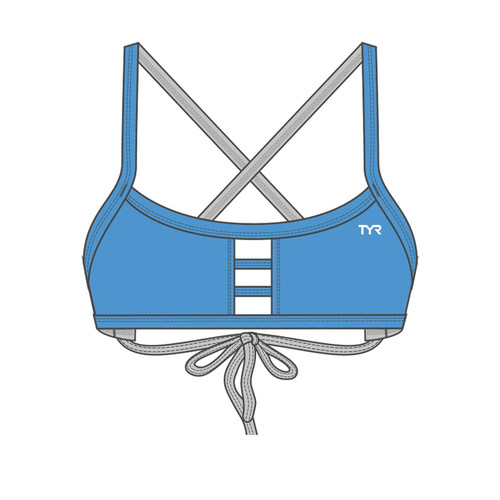 TYR Women's Pacific Tieback Bikini Top Swimsuit, Light Blue, X-Small