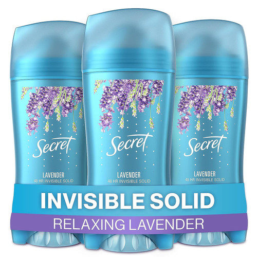 Secret Antiperspirant and Deodorant for Women, Lavender, Invisible Solid, 2.6 oz (Pack of 3) Secret Antiperspirant and Deodorant for Women, Lavender, Invisible Solid, 2.6 oz (Pack of 3)