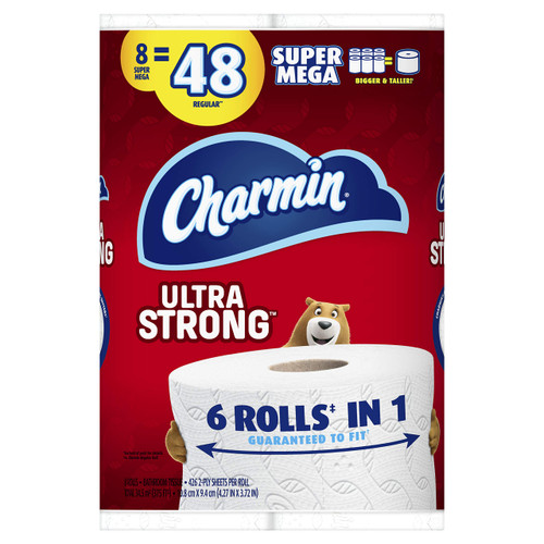 Charmin Ultra Strong Toilet Paper, Super Mega Roll, 8 Count of 426 2-Ply Sheets Per Roll