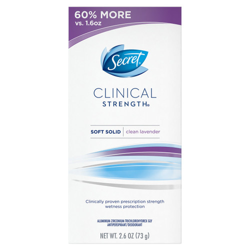 Secret Antiperspirant and Deodorant for Women, Clinical Strength Soft Solid, Clean Lavender Scent, 2.6 Oz Secret Antiperspirant and Deodorant for Women, Clinical Strength Soft Solid, Clean Lavender Scent, 2.6 Oz