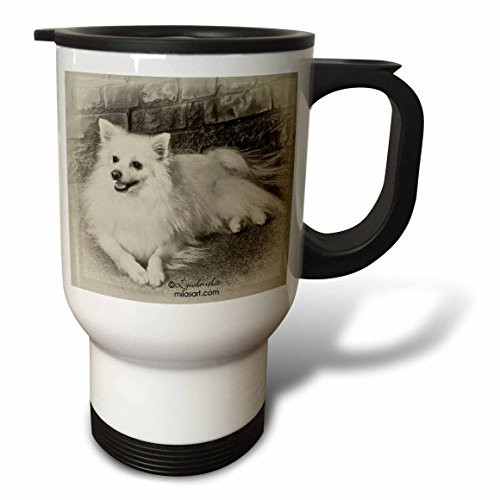 3dRose tm_4631_1 American Eskimo Dog-Travel Mug, 14 oz, Stainless Steel, White