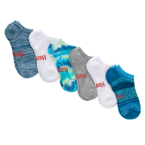 Hanes Originals Ultimate Women's, Crew, Ankle Socks, 6-Pack, No Show-Blue/White Assorted6 Pack, 5-9