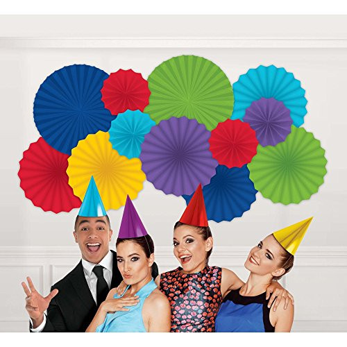 Amscan Photo Booth Paper Fan Decorating Kit Party Supplies, Multicolor, Multi Sizes, 12ct
