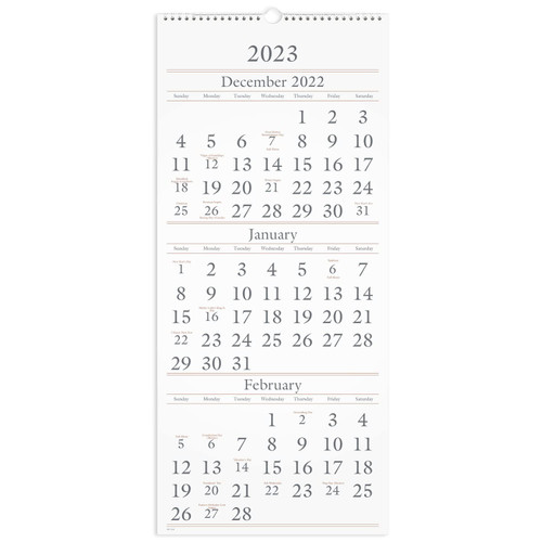 AT-A-GLANCE 2023 Wall Calendar, 12" x 27", Large, 3 Month Reference (SW11528)
