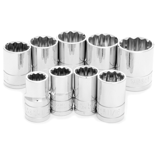 Performance Tool W32500 9-Piece 1/2-Inch Drive 12pt SAE Socket Set