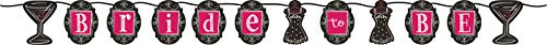Creative Converting Shaped Bridal Bash Ribbon Banner, Pink/Black